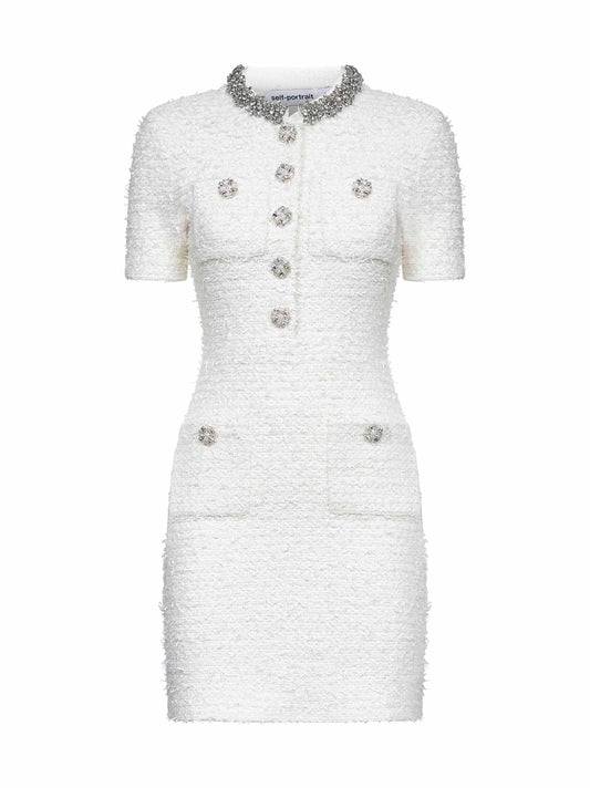 Cream bouclé knit minidress