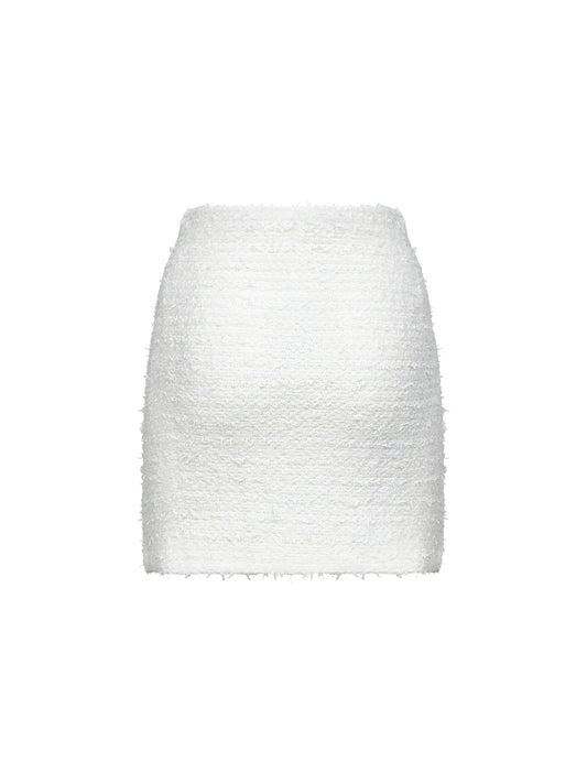 Cream bouclé knit miniskirt