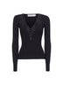 Black ribbed knit lace trim top