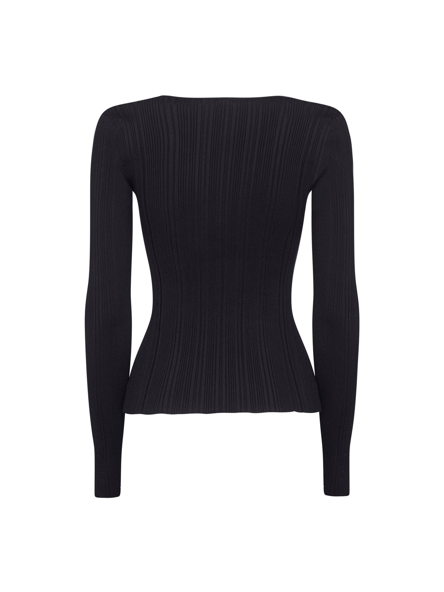 Black ribbed knit lace trim top