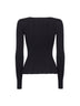 Black ribbed knit lace trim top