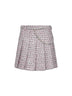 Pink bouclé pleated crystal belt mini skirt