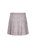 Pink bouclé pleated crystal belt mini skirt