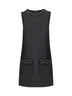 Black taffeta embellished trim mini dress