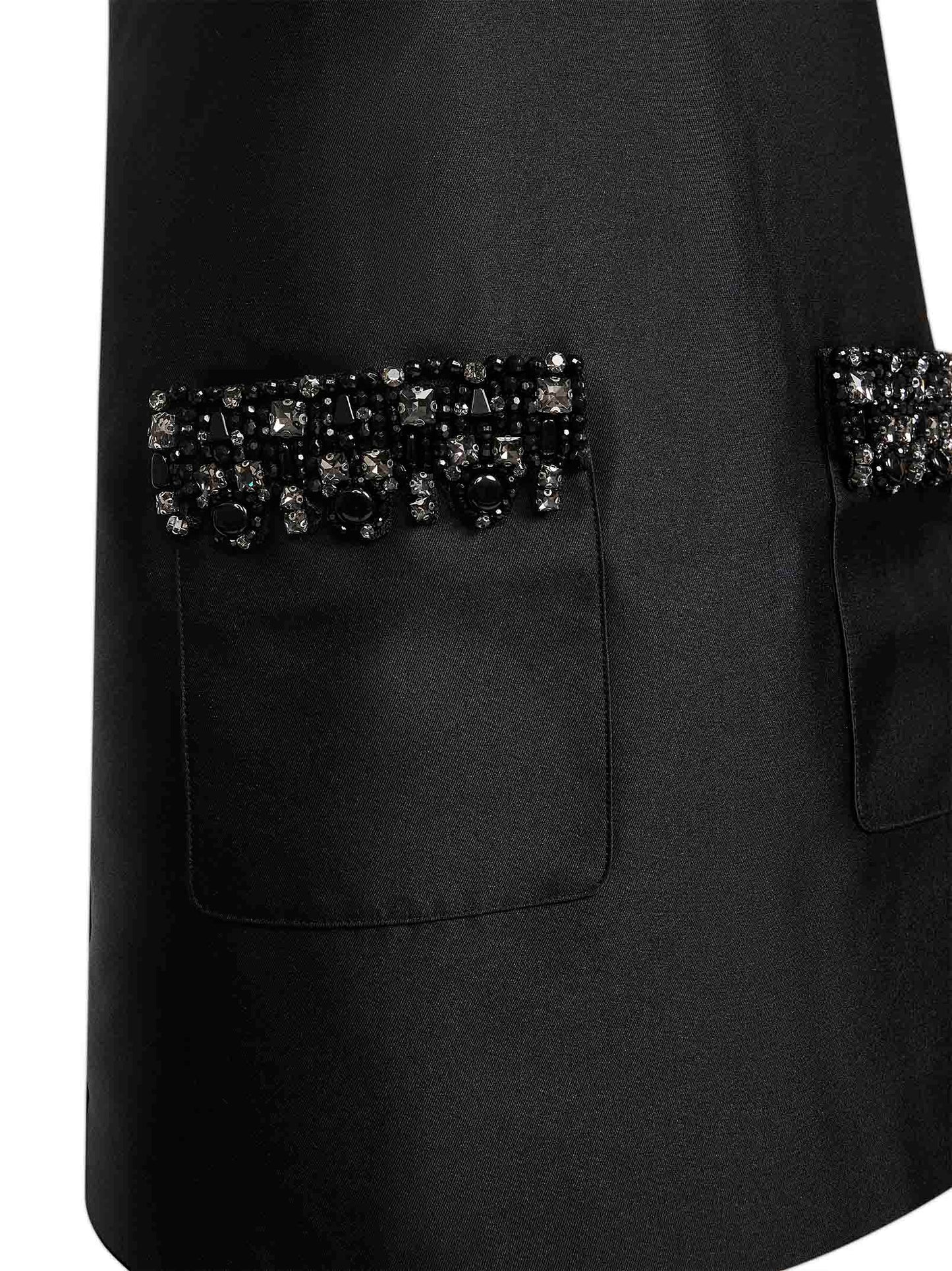 Black taffeta embellished trim mini dress