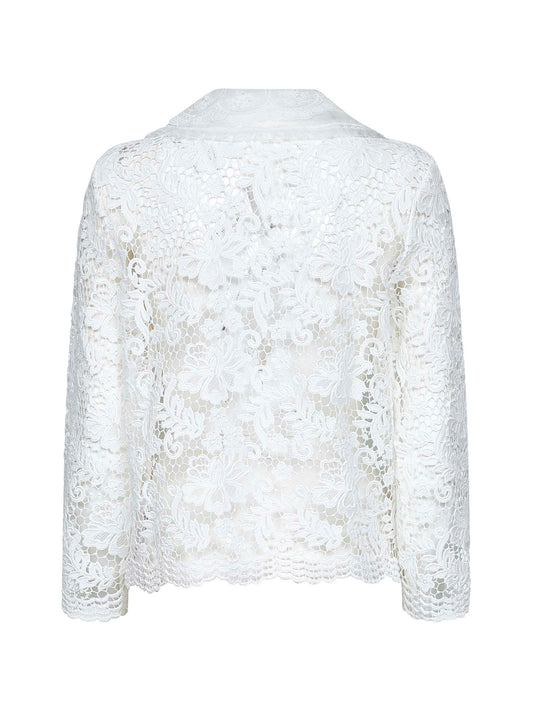 White lace bow brooch blouse