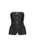 Black taffeta belted bandeau top