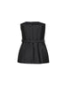 Black taffeta belted bandeau top