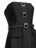 Black taffeta belted bandeau top
