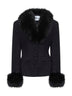 Black bouclé faux fur trims jacket