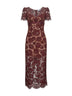 Burgundy floral lace midi dress