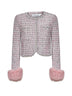 Pink bouclé faux fur cuffs jacket
