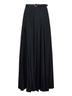 Black twill pleated maxi skirt
