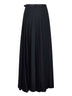 Black twill pleated maxi skirt