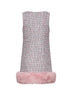 Pink bouclé faux fur hem minidress
