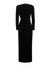 Black stretch velvet embellished midi dress