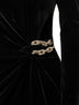 Black stretch velvet embellished midi dress
