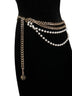 Black stretch velvet chain belt long dress