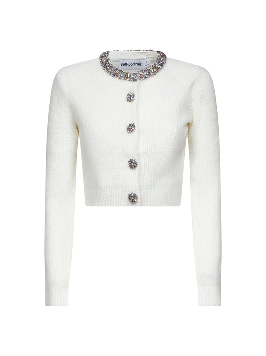 Cream alpaca blend knit cardigan