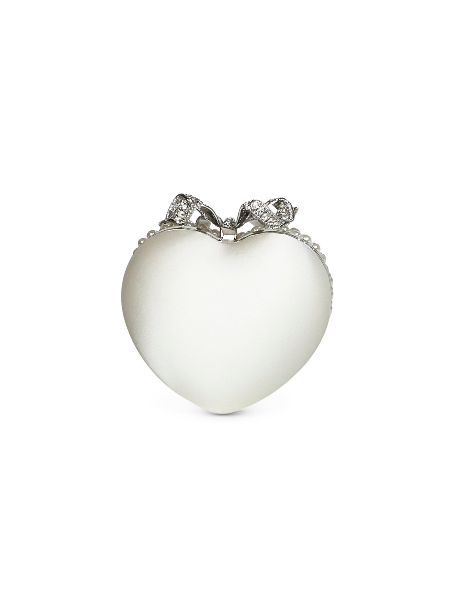 Cream Pearl Heart clutch bag