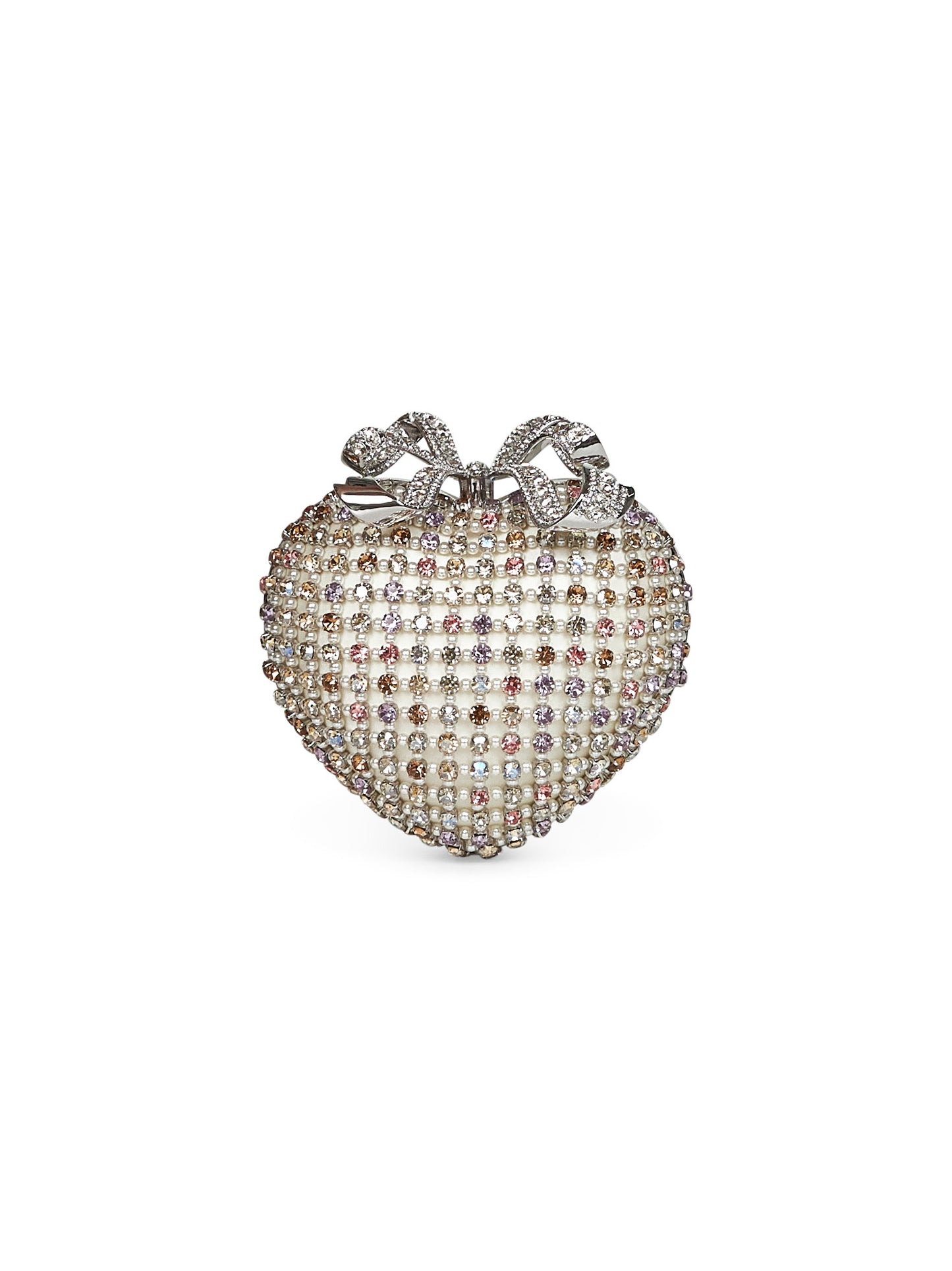 Multicolor Multi-Crystal Heart clutch bag