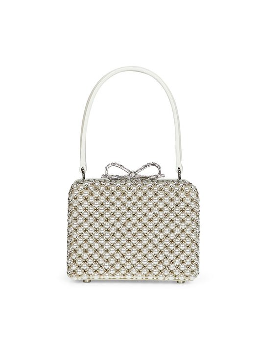 Cream Pearl Embellished micro handbag