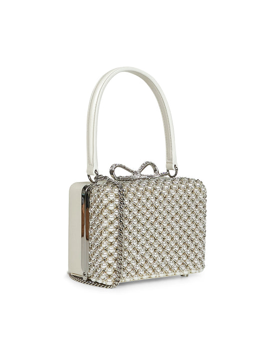 Cream Pearl Embellished micro handbag