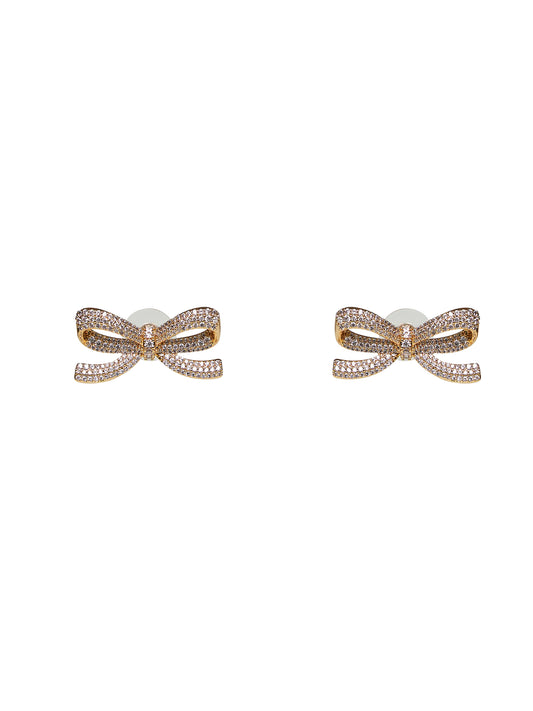 Gold Gold Crystal Bow earrings