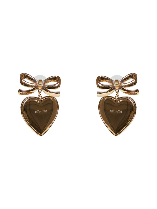 Gold Gold Bow Crystal Heart earrings