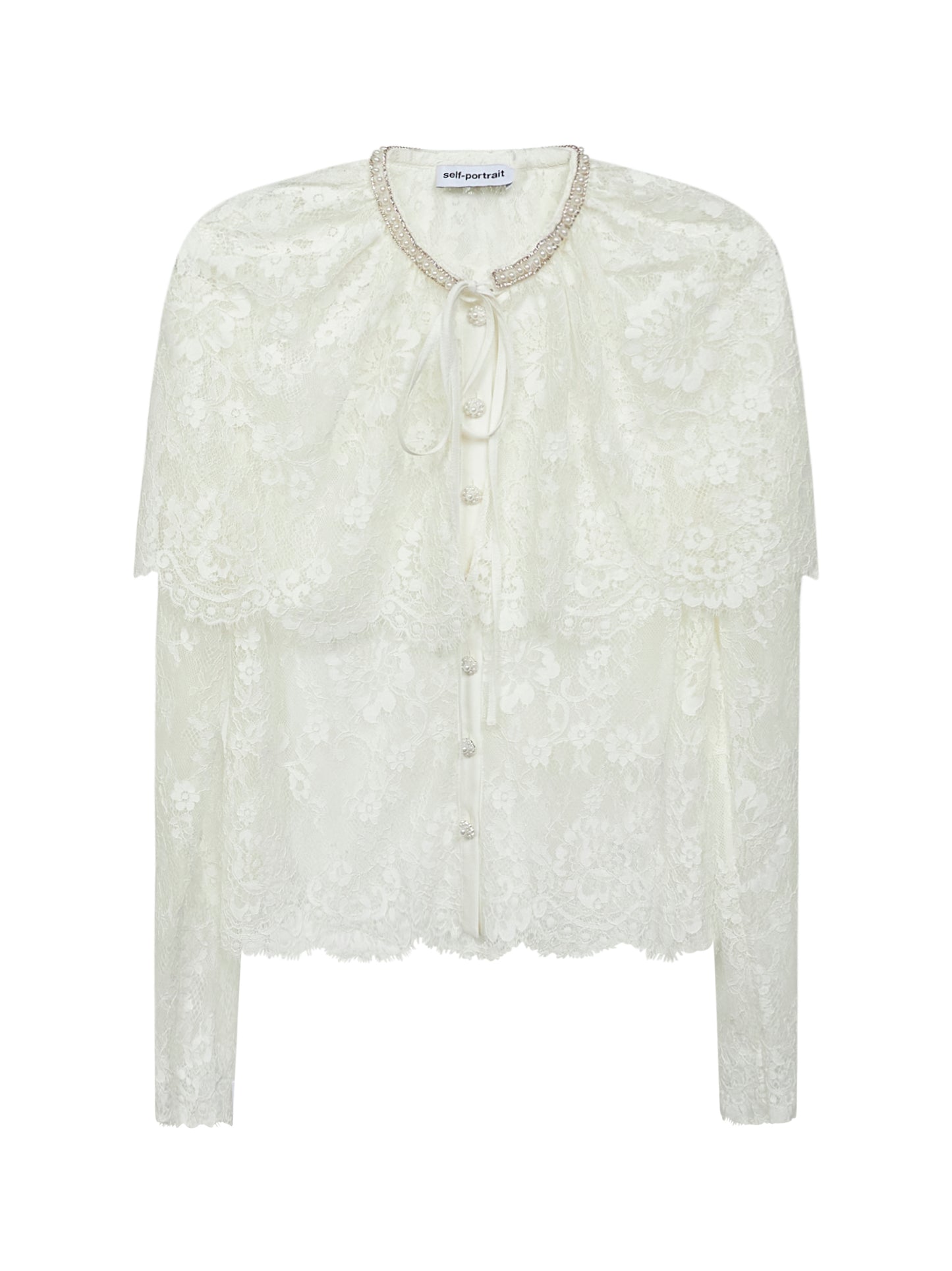 White lace shirt with cape detail