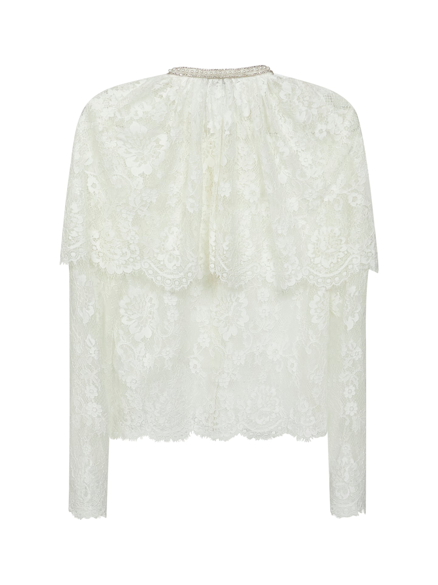 White lace shirt with cape detail