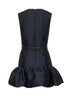 Blue taffeta mini dress with belt
