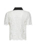 White floral lace short-sleeved shirt