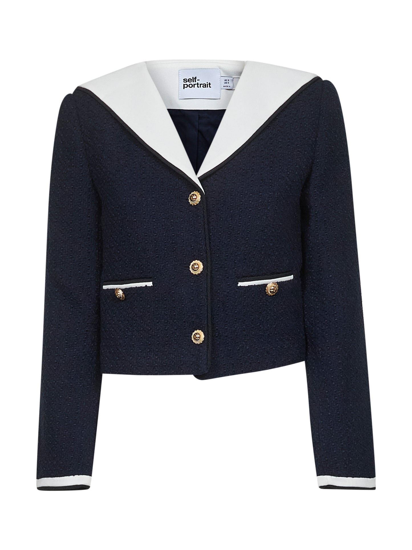 Blue wool blend bouclé jacket