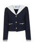 Blue wool blend bouclé jacket