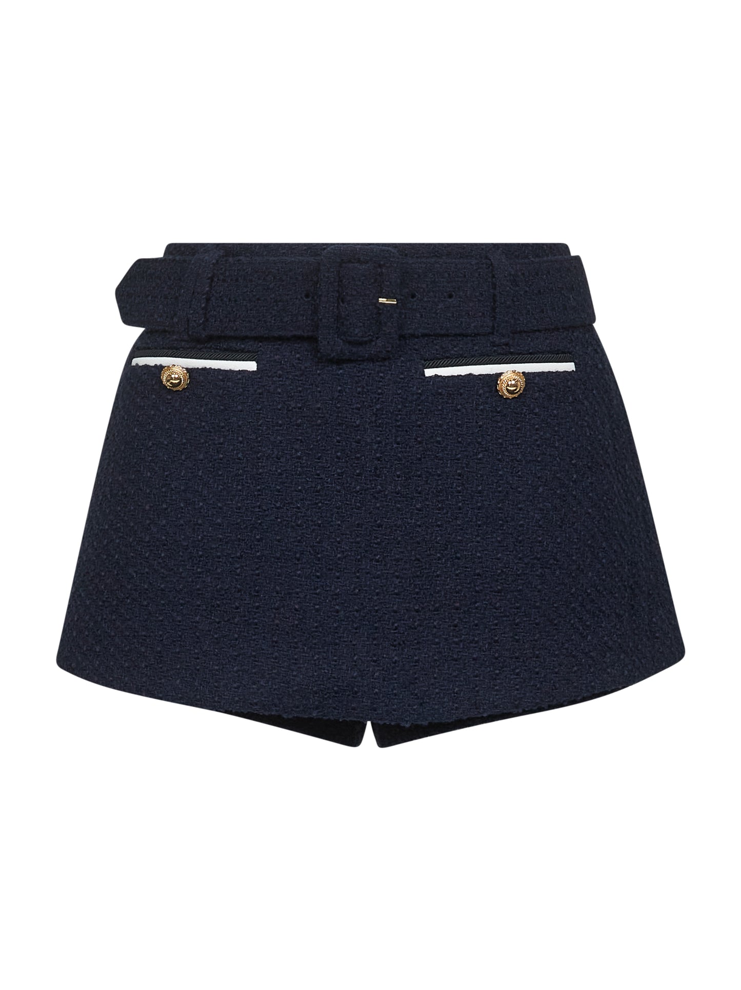 Skorts in bouclé di misto lana blu