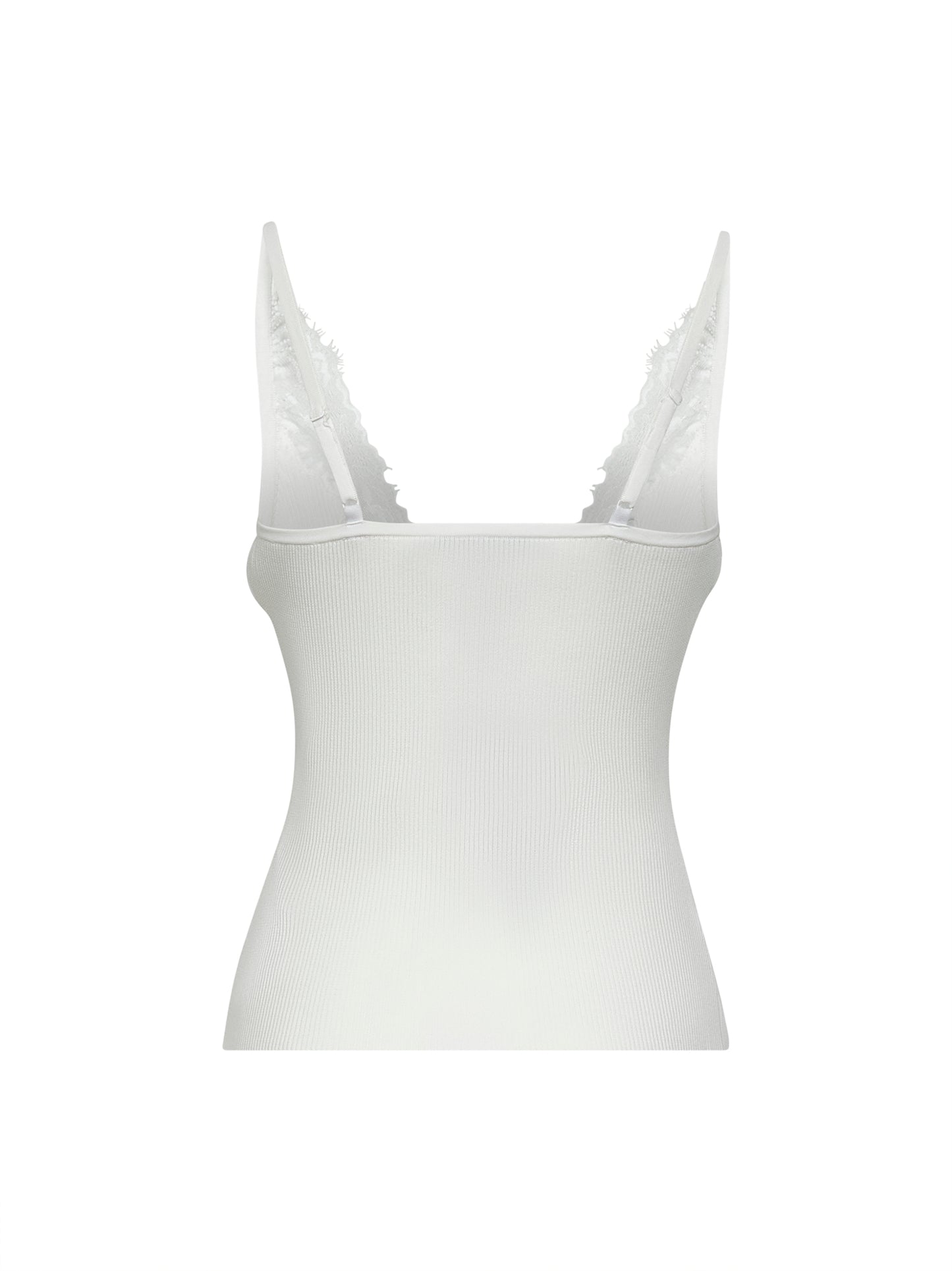 Top in maglia di viscosa a costine bianca