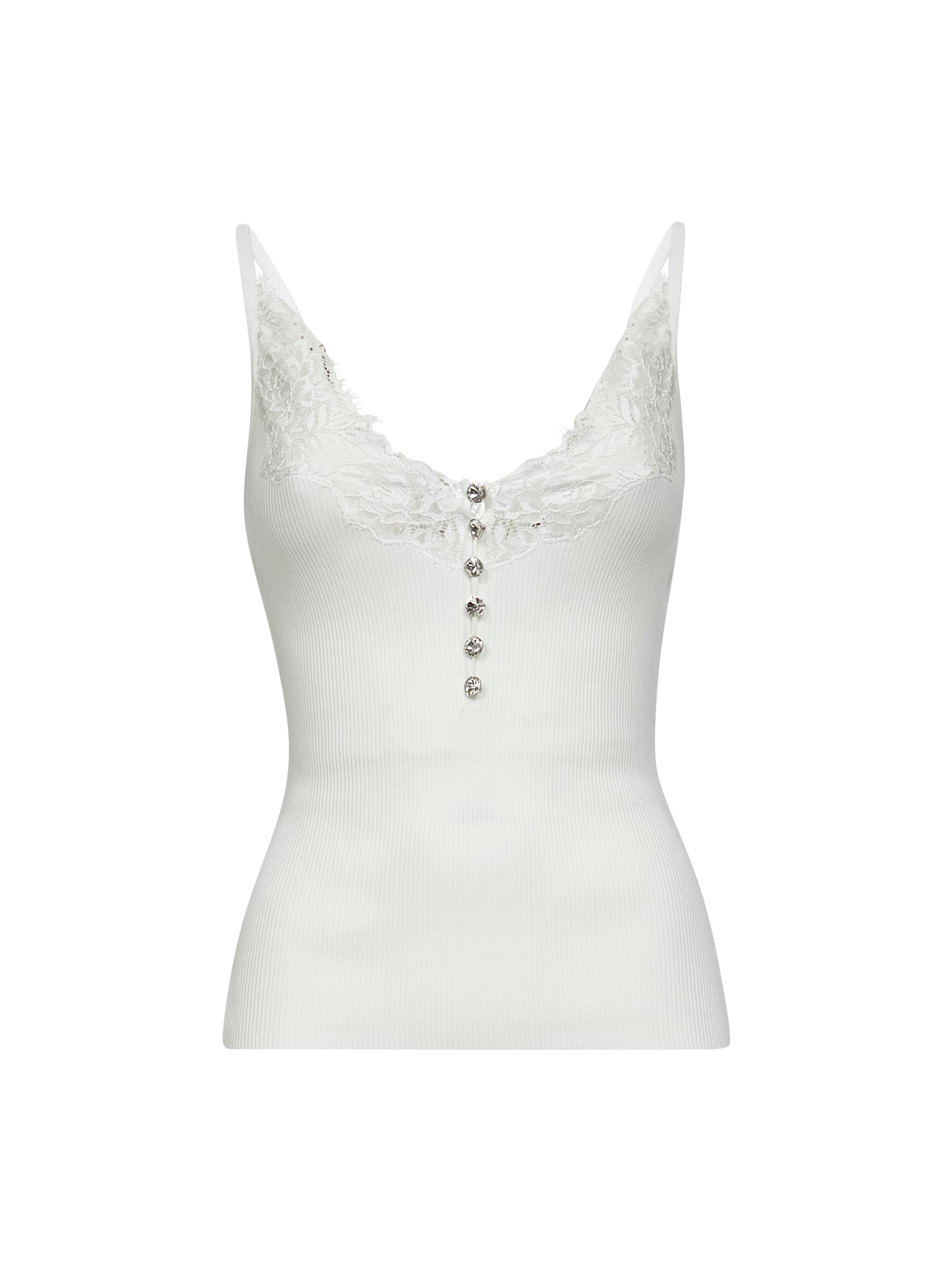 Top in maglia di viscosa a costine bianca