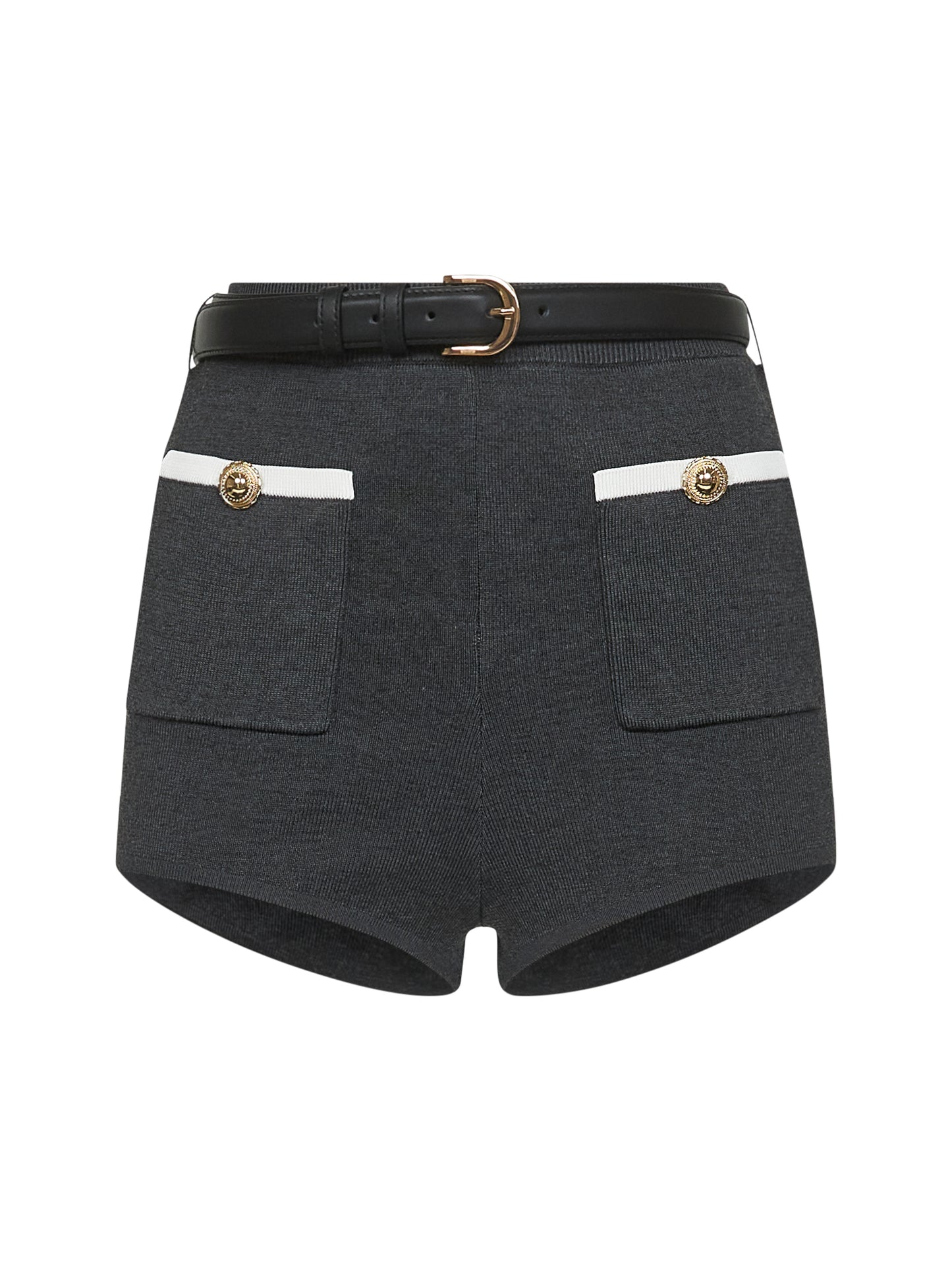 Grey viscose blend knit micro shorts