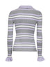Grey ribbed knit striped cardigan
