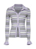 Grey ribbed knit striped cardigan