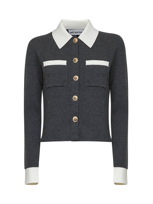 Grey wool and cashmere blend cardigan
