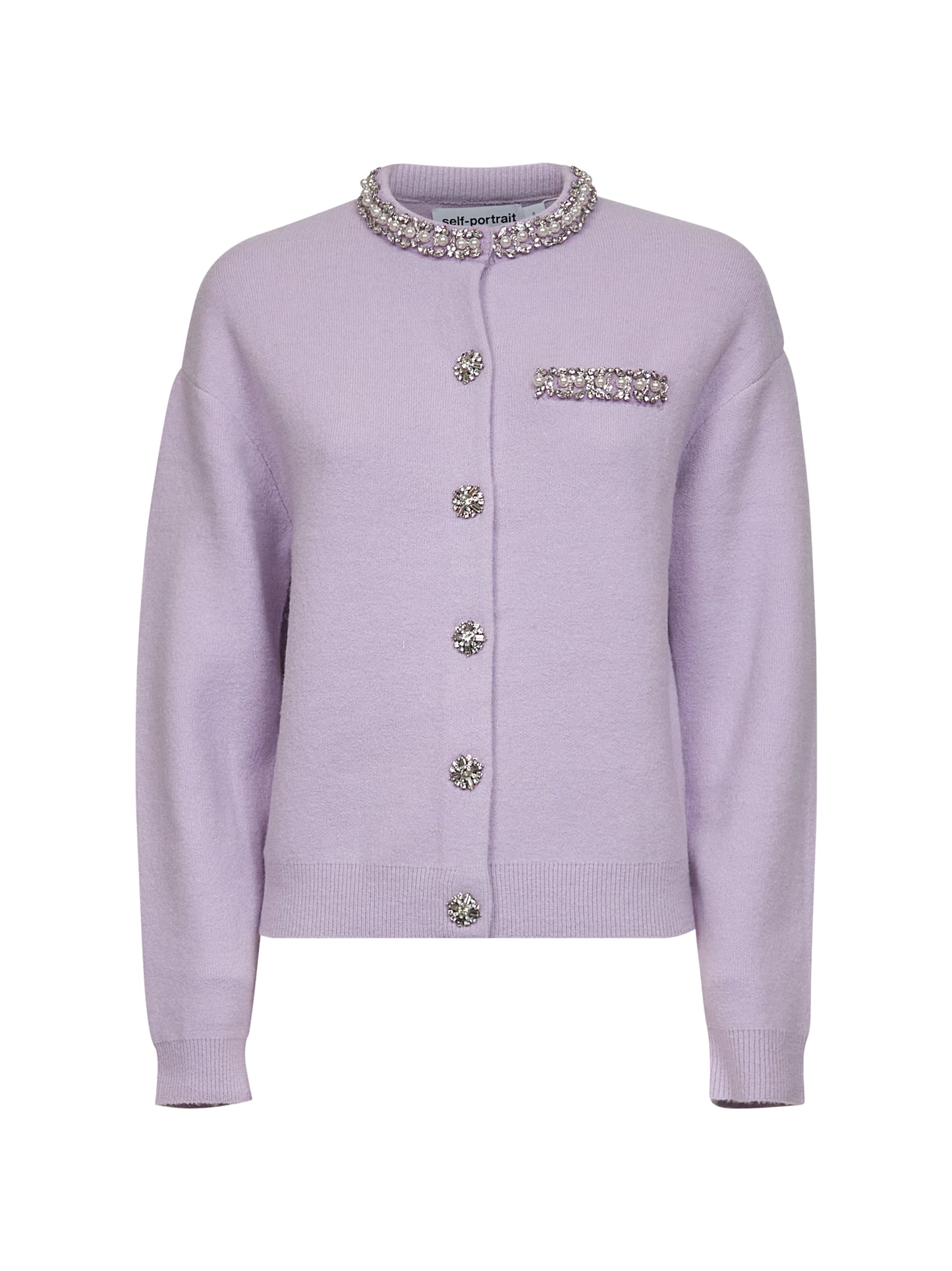 Lilac crystal trim knit cardigan