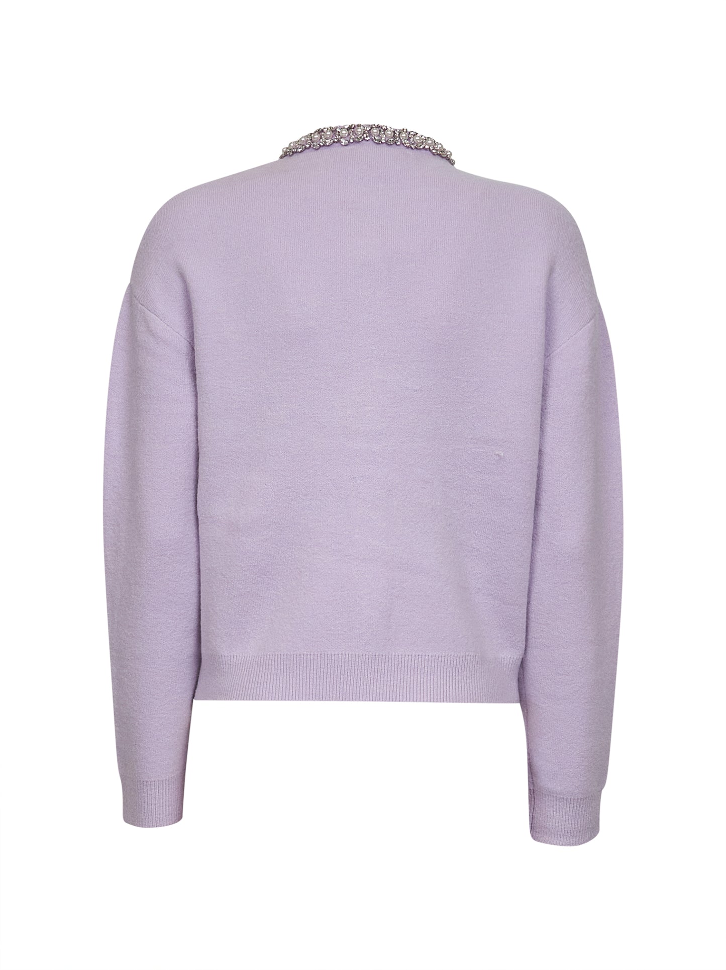 Lilac crystal trim knit cardigan