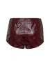 Burgundy nappa leather mini shorts