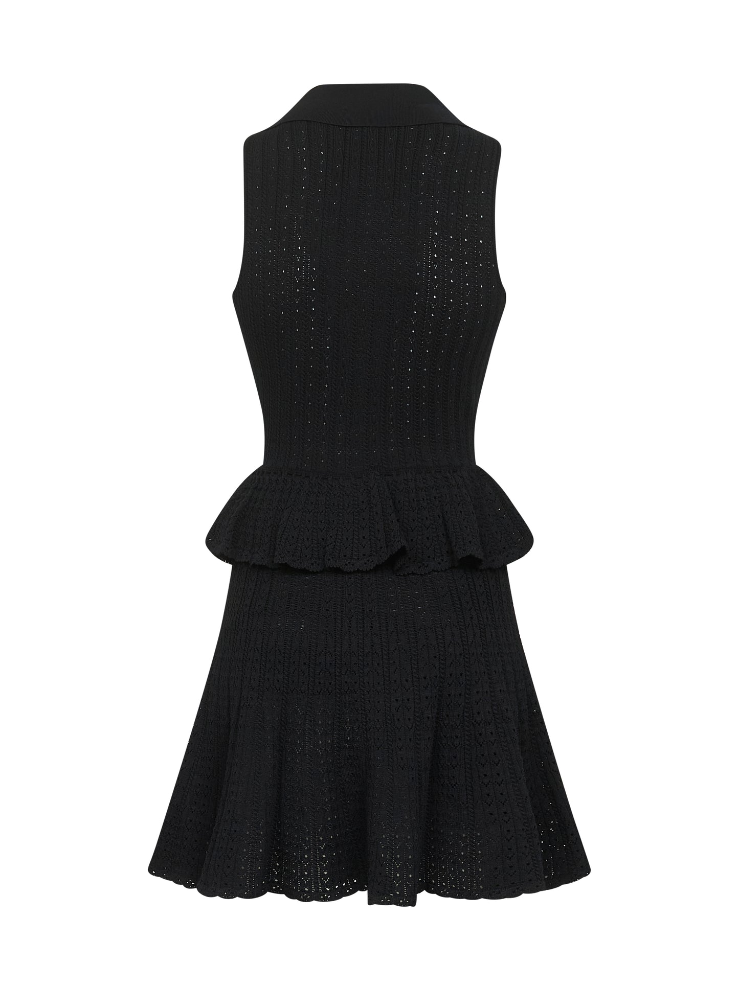 Miniabito smanicato in maglia pointelle nera