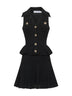 Miniabito smanicato in maglia pointelle nera