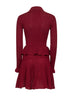 Burgundy pointelle knit long-sleeved mini dress
