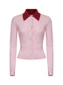 Cardigan in maglia a costine di lana merino rosa