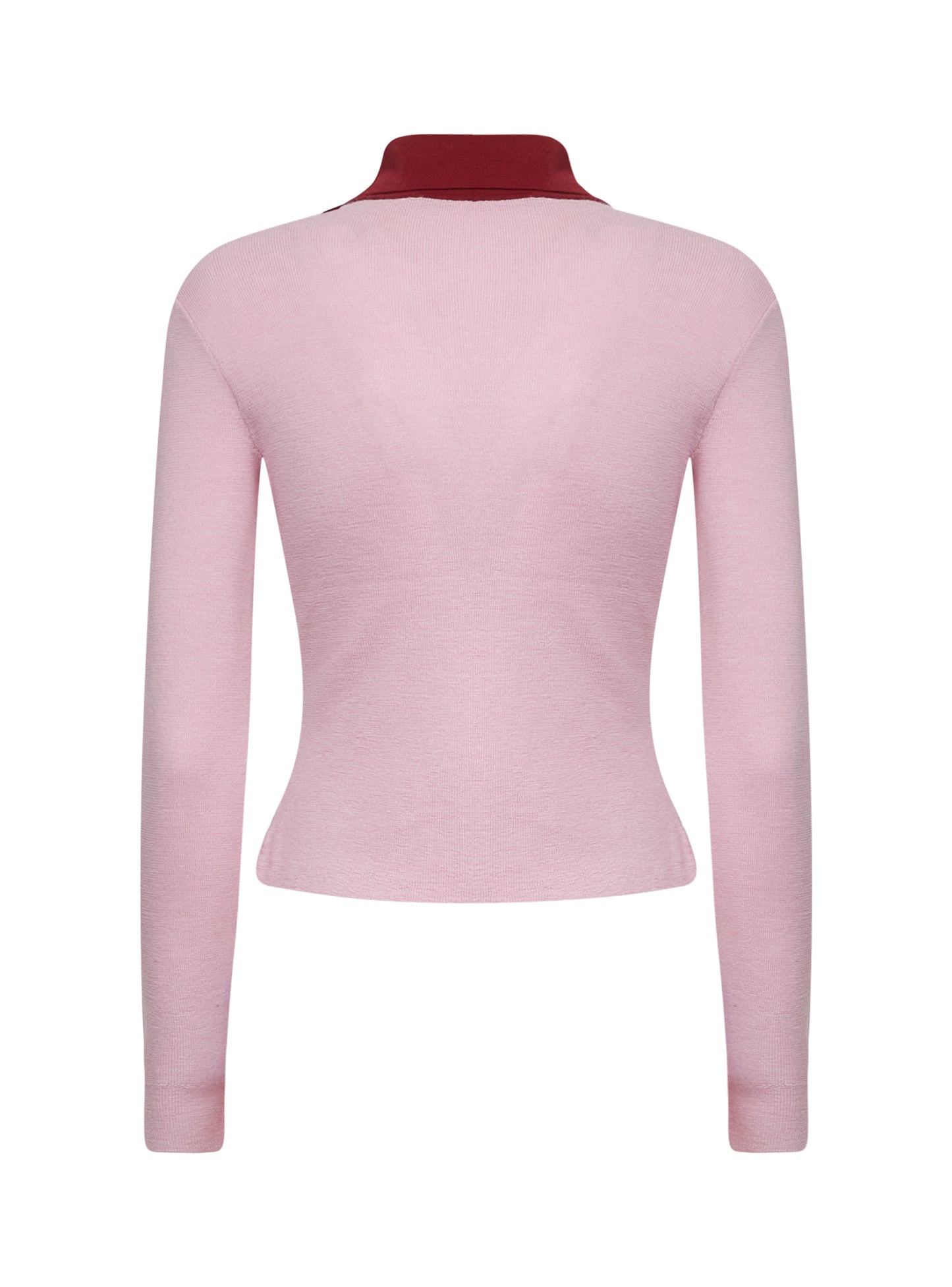 Cardigan in maglia a costine di lana merino rosa